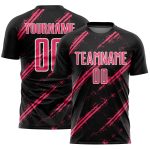 Custom Black Neon Pink-White Abstract Fragment Art Splash Sublimation Soccer Uniform Jersey