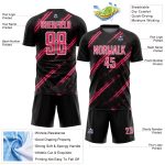 Custom Black Neon Pink-White Abstract Fragment Art Splash Sublimation Soccer Uniform Jersey