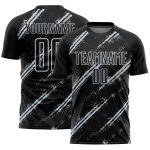 Custom Black Silver Abstract Fragment Art Splash Sublimation Soccer Uniform Jersey