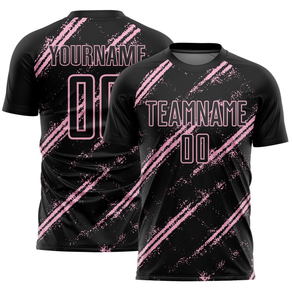 Custom Black Light Pink Abstract Fragment Art Splash Sublimation Soccer Uniform Jersey