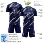 Custom Navy White Abstract Fragment Art Splash Sublimation Soccer Uniform Jersey