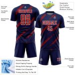 Custom Navy Red-White Abstract Fragment Art Splash Sublimation Soccer Uniform Jersey