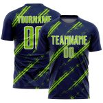 Custom Navy Neon Green-White Abstract Fragment Art Splash Sublimation Soccer Uniform Jersey
