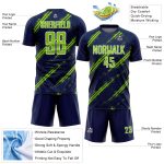 Custom Navy Neon Green-White Abstract Fragment Art Splash Sublimation Soccer Uniform Jersey