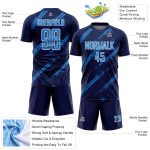 Custom Navy Powder Blue-White Abstract Fragment Art Splash Sublimation Soccer Uniform Jersey
