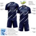 Custom Navy Silver Abstract Fragment Art Splash Sublimation Soccer Uniform Jersey