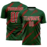 Custom Green Red-White Abstract Fragment Art Splash Sublimation Soccer Uniform Jersey