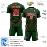 Custom Green Red-White Abstract Fragment Art Splash Sublimation Soccer Uniform Jersey