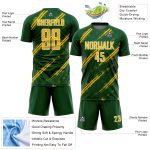 Custom Green Yellow-White Abstract Fragment Art Splash Sublimation Soccer Uniform Jersey