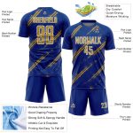 Custom Royal Old Gold-White Abstract Fragment Art Splash Sublimation Soccer Uniform Jersey